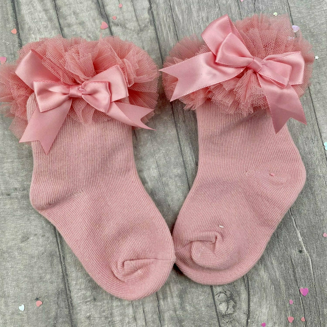 Baby Girl Ankle Tutu Socks, Pink, Black or White