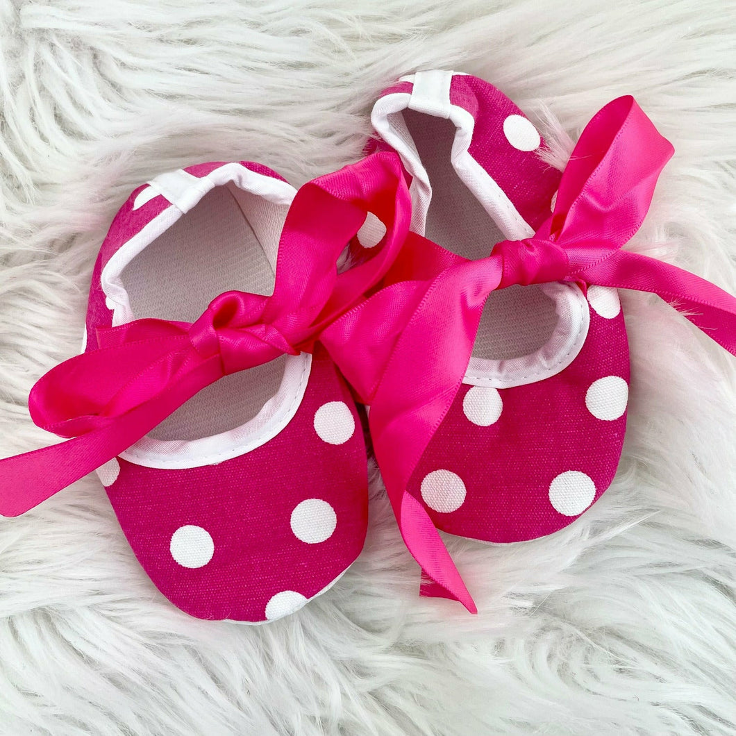 Baby Girls Pink Polka Dot Crib Shoes
