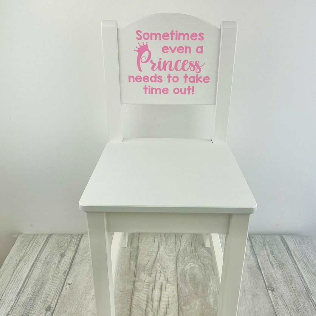 Personalised Princess or Prince Time Out Chair, Wooden Nursery, Playroom Chair