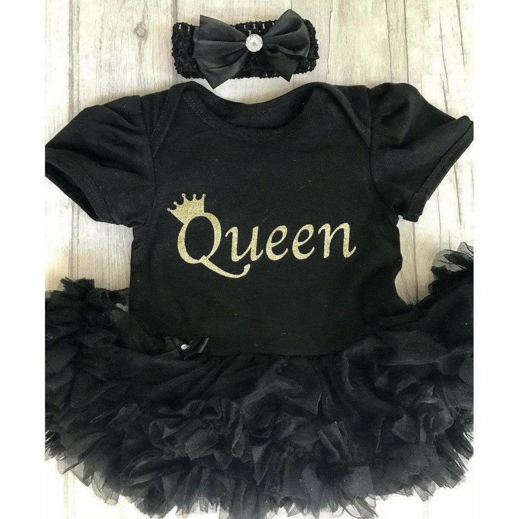 Queen Crown Baby Girl Tutu Romper With Matching Bow Headband