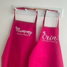 Load image into Gallery viewer, Personalised Mother&#39;s Day Kids &amp; Adult Baking Cooking Apron Set, Queen &amp; Princess of Baking
