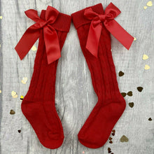 Load image into Gallery viewer, Baby Girls Knee High Socks With Bow, Red, White or Pink, Accessories
