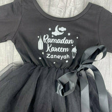 Load image into Gallery viewer, Personalised Ramadan Kareem Long Sleeve Black Tutu Dress
