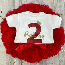 Load image into Gallery viewer, Girls Personalised Red Birthday Outfit Set
