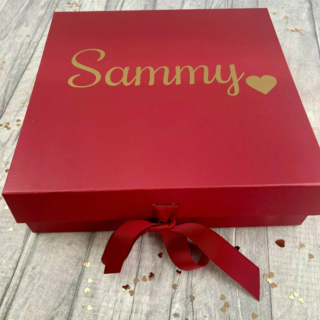 Personalised Name Red Keepsake / Gift box, Christmas Day, Valentine’s Day