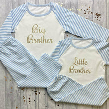 Load image into Gallery viewer, &#39;Big Brother&#39; Boys Blue And White Stripe Pyjamas
