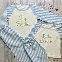 Load image into Gallery viewer, &#39;Little Brother&#39; Blue and White Boys Pyjamas
