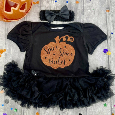 Spice Spice Baby Pumpkin Baby Girl Tutu Romper With Headband