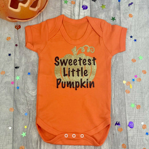 'Sweetest Little Pumpkin' Baby Halloween Short Sleeve Romper