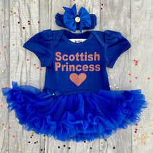 Load image into Gallery viewer, &#39;Scottish Princess&#39; Tartan Baby Girl Tutu Romper With Matching Bow Headband
