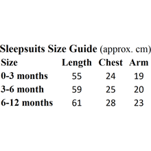 Load image into Gallery viewer, Sleep Suit Size Guide
