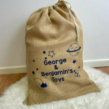 Load image into Gallery viewer, Personalised Toy Sack, Space Rocket Design, Children&#39;s Toy Storage Bag
