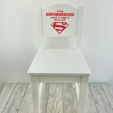 Load image into Gallery viewer, Boys Time Out Chair, Even Superheroes need to take a break, Superman Design
