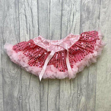 Load image into Gallery viewer, Baby Girl Mother&#39;s Day Outfit, Personalised White Long Sleeved Romper &amp; Pink Sequin Tutu Skirt
