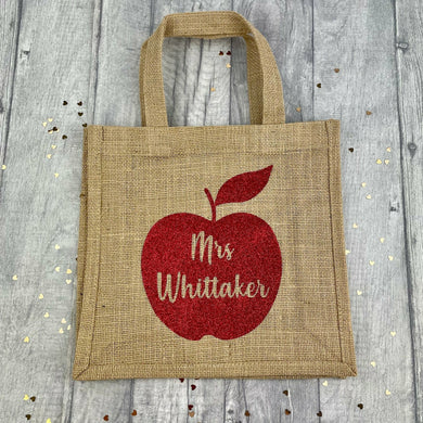Personalised Teacher Lunch Bag, Hessian/ Burlap Bag