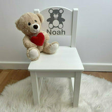 Load image into Gallery viewer, Personalised Teddy Bear Chair Wooden Nursery Chair, Baby Bedroom Furniture
