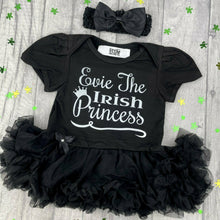 Load image into Gallery viewer, Personalised &#39;Irish Princess&#39; Baby Girl&#39;s Tutu Romper With Matching Bow Headband, St Patrick

