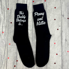 Load image into Gallery viewer, Father&#39;s Day &#39;This Daddy Belongs to&#39;... Personalised Socks
