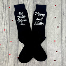 Load image into Gallery viewer, Father&#39;s Day &#39;This Daddy Belongs to&#39;... Personalised Socks
