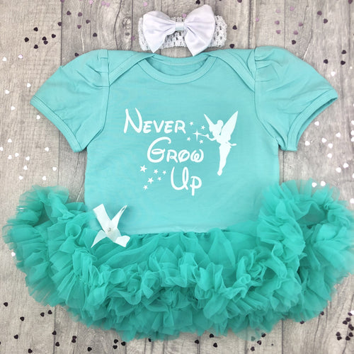 Baby Girls Disney Tinker Bell Tutu Romper with Headband, Never Grow Up - Little Secrets Clothing