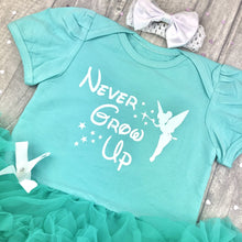 Load image into Gallery viewer, Baby Girls Disney Tinker Bell Tutu Romper with Headband, Never Grow Up - Little Secrets Clothing
