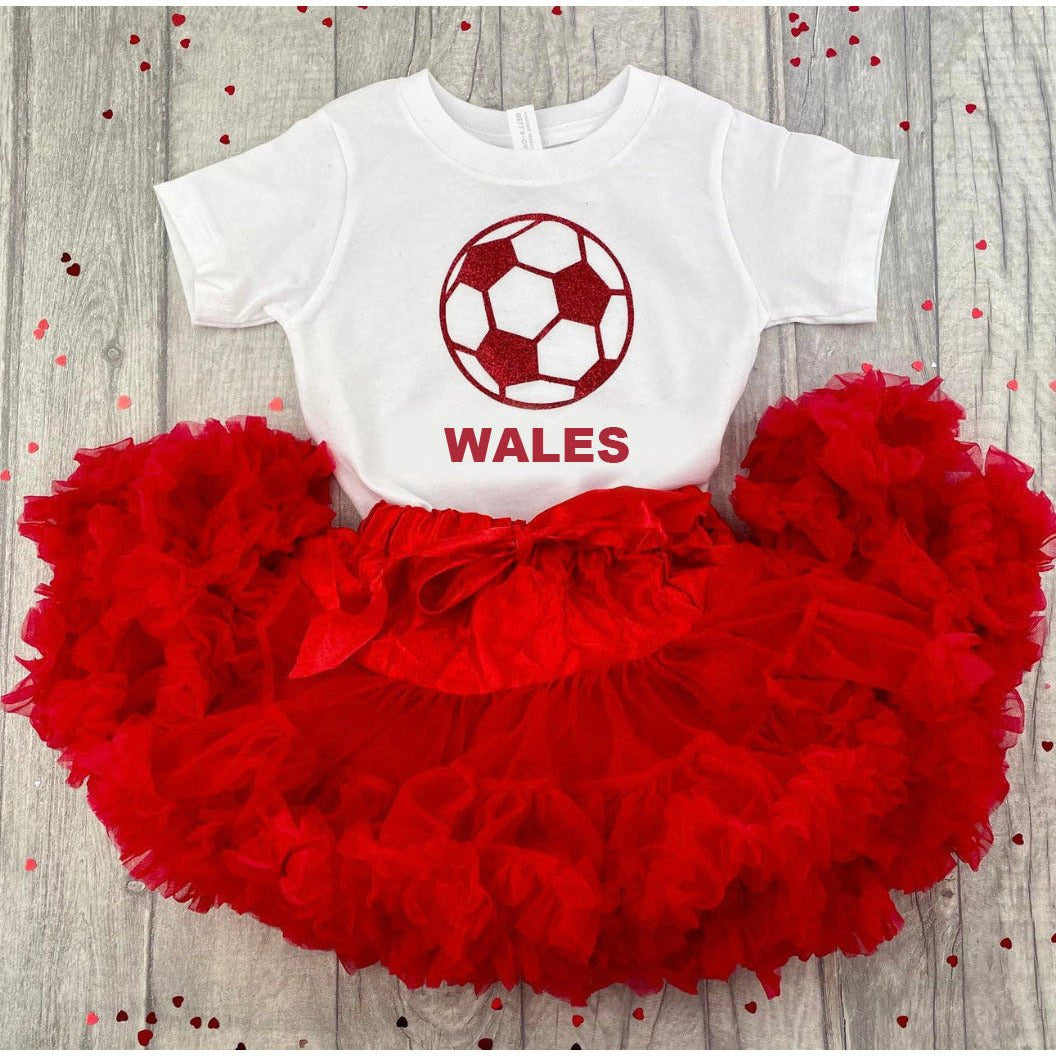 Wales World Cup 2022 Football T-Shirt & Boutique Tutu Skirt - Little Secrets Clothing