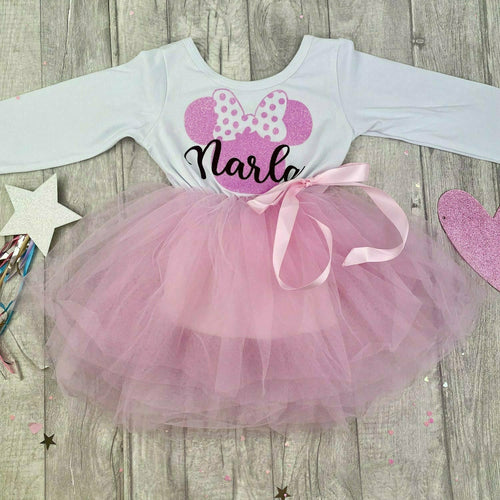 Personalised Minnie Mouse, Girls Disney Pink Tutu Dress