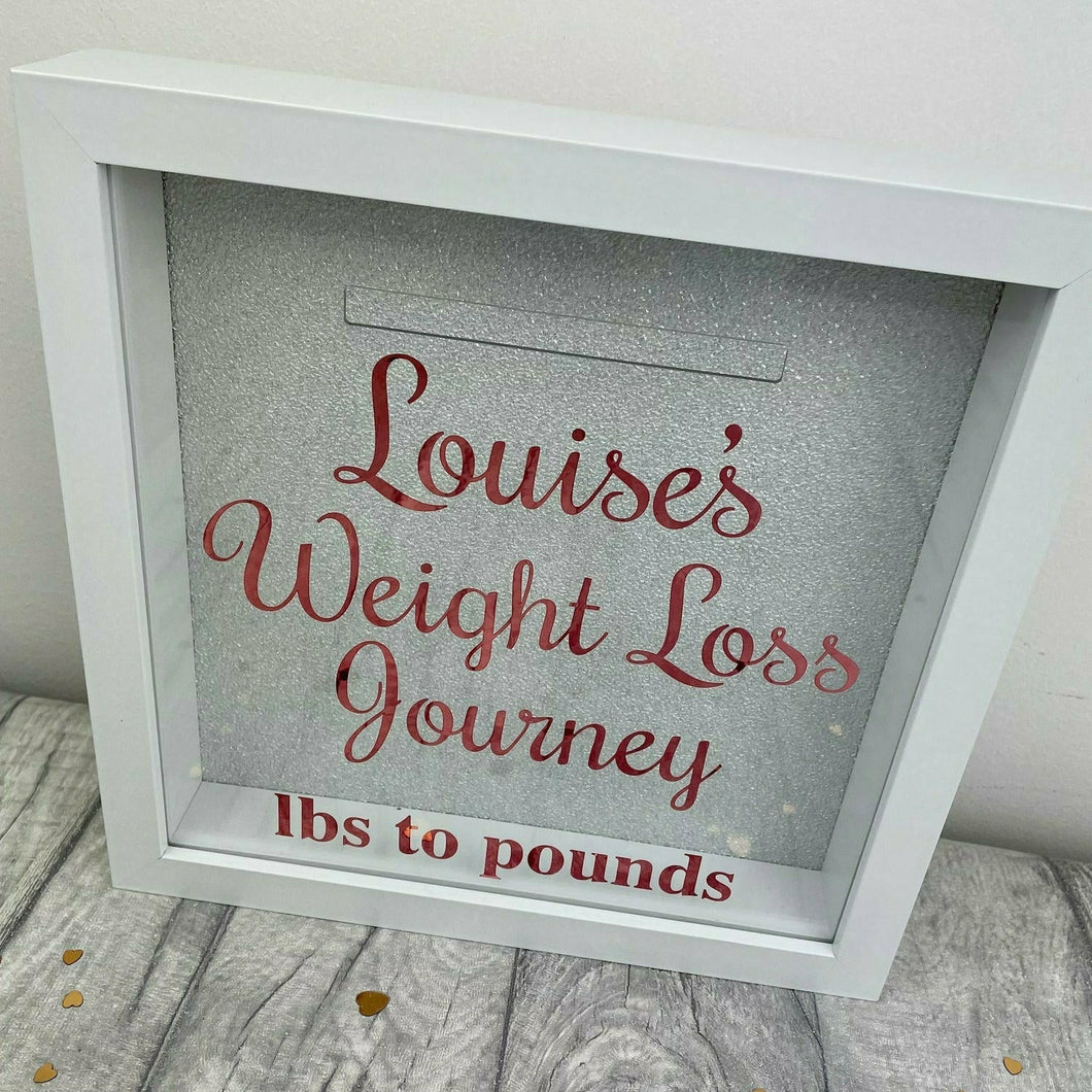 Personalised Weight Loss Journey Diet Money box Saving Fund, Rose Gold Design