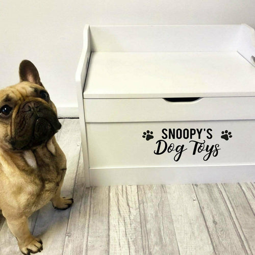 Personalised Dog / Pet Toys Paw Toy Box White Wood