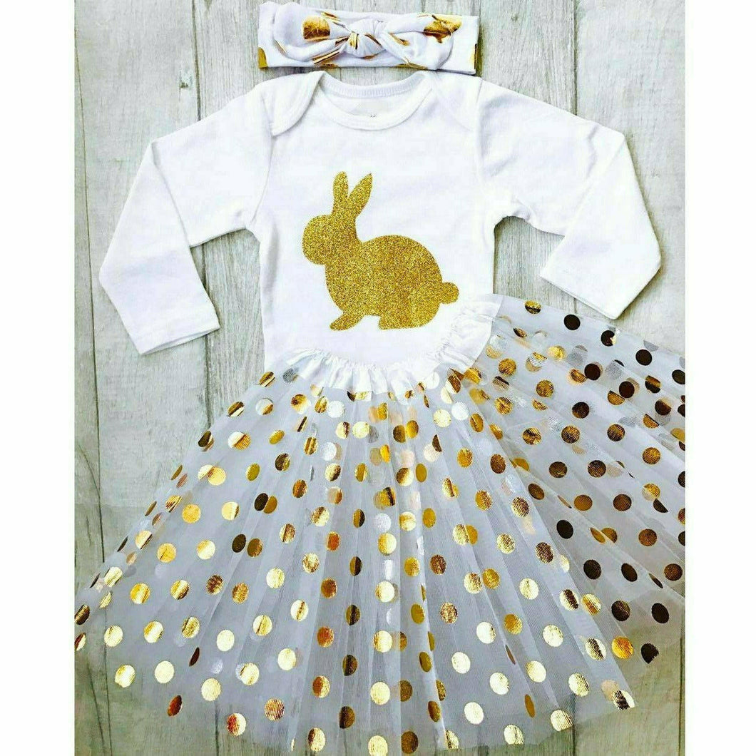 Baby Girl Easter Bunny Skirt & Romper Set