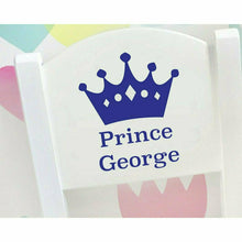 Load image into Gallery viewer, Personalised Prince Crown Chair, Wooden Nursery, Playroom Chair, Baby Boy
