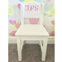 Load image into Gallery viewer, Personalised Initials White Wooden Toddler Chair, Baby Girl or Baby Boy
