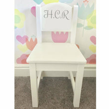 Load image into Gallery viewer, Personalised Initials White Wooden Toddler Chair, Baby Girl or Baby Boy
