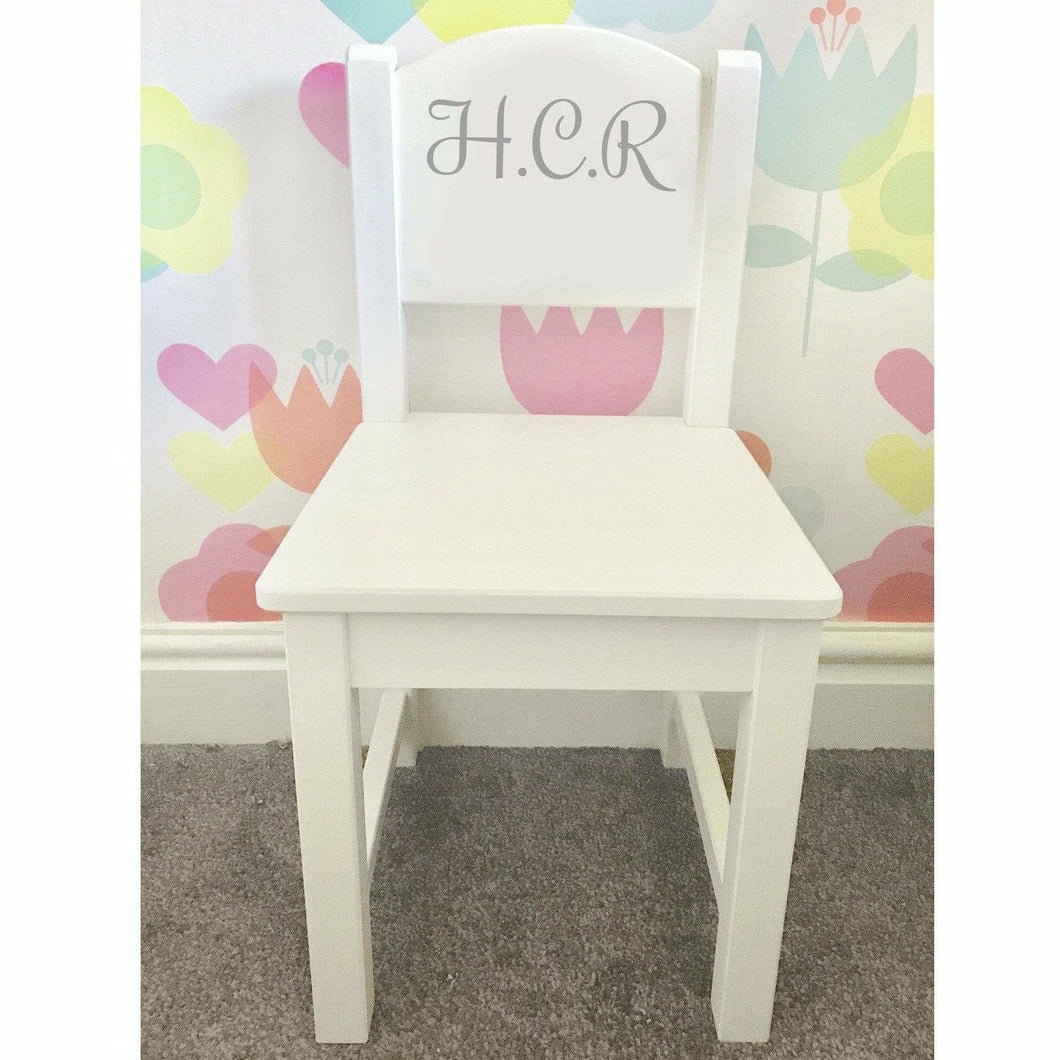 Personalised Initials White Wooden Toddler Chair, Baby Girl or Baby Boy