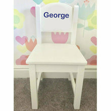 Load image into Gallery viewer, Personalised Baby Girls &amp; Boys White Wooden, Nursery, Dining Chair
