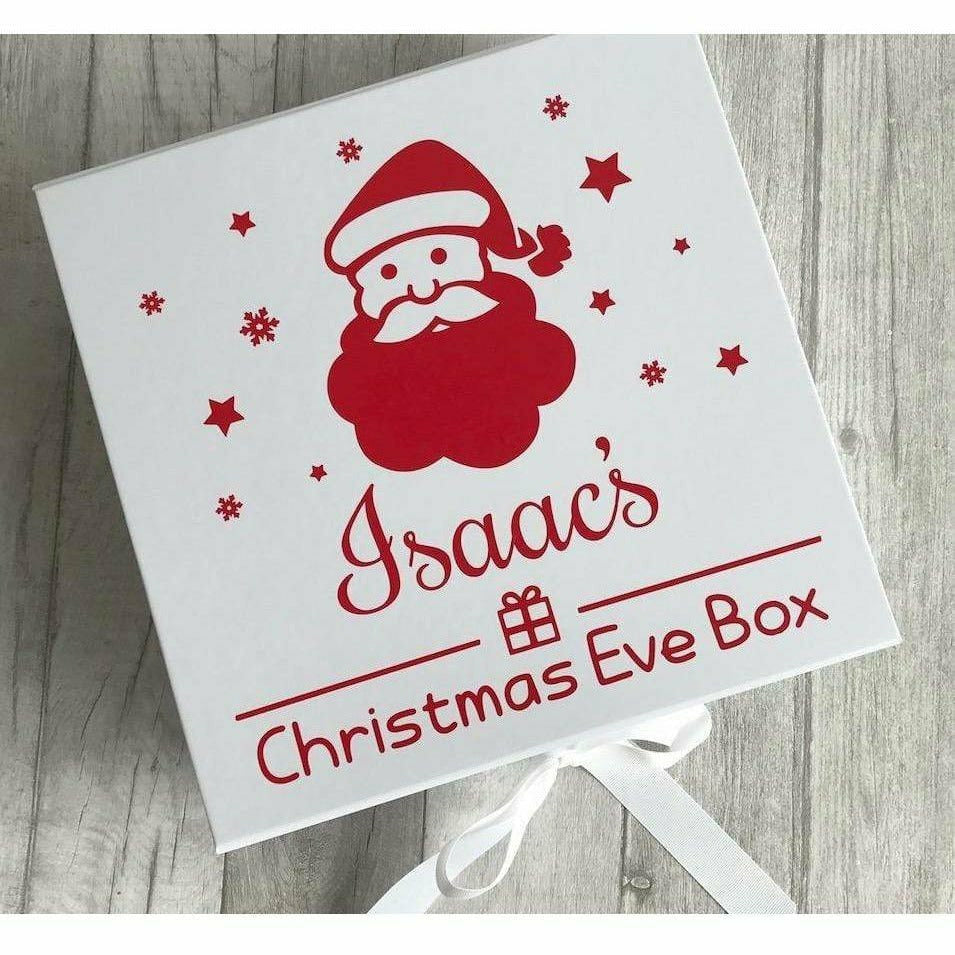 Personalised Girl and Boys Red and White Santa Christmas Eve Box Keepsake Gift