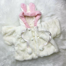 Load image into Gallery viewer, Baby Girl Bunny Ears Fur Cape in White or Pink 
