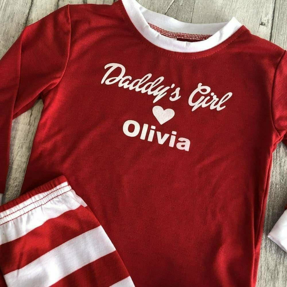 Personalised Daddy's Girl Heart Red And White Pyjamas, Valentine's Day - Little Secrets Clothing