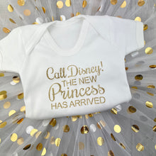 Load image into Gallery viewer, Call Disney! The New Princess has arrived Baby Girl&#39;s Outfit, Newborn Princess Romper and Tutu Skirt - Little Secrets Clothing
