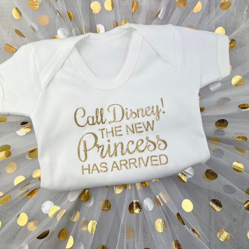 Call Disney! The New Princess has arrived Baby Girl's Outfit, Newborn Princess Romper and Tutu Skirt - Little Secrets Clothing