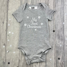 Load image into Gallery viewer, My First Christmas Grey Short Sleeve Baby Romper Vest - Little Secrets Clothing
