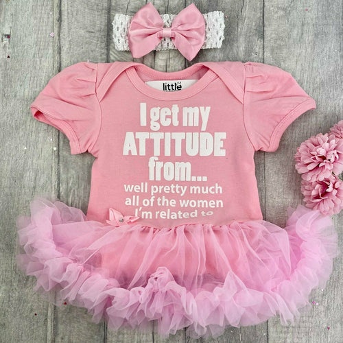 My Attitude From All Of The Women I'm Related To Baby Girl Tutu Romper - Little Secrets Clothing