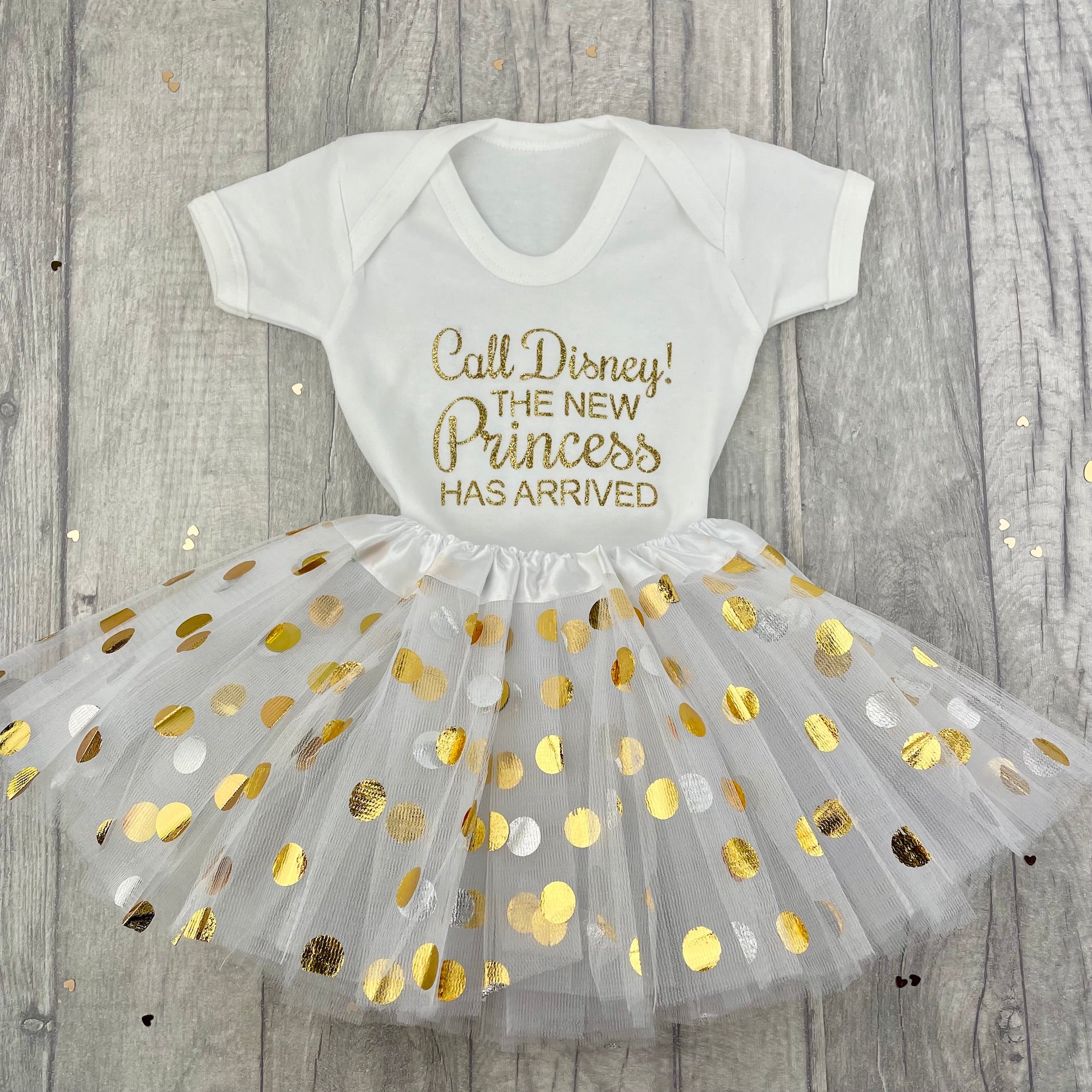 Call Disney The New Princess has arrived Baby Girl s Outfit Newborn Princess Romper and Tutu Skirt