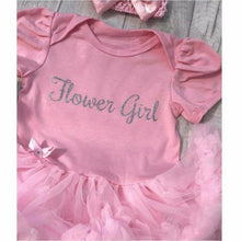 Load image into Gallery viewer, &#39;Flower Girl&#39; Wedding Baby Girl Tutu Romper With Matching Bow Headband
