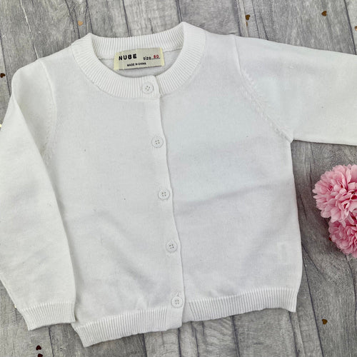 Baby Girl White Cotton Cardigan - Little Secrets Clothing