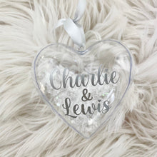 Load image into Gallery viewer, Personalised Christmas Heart Bauble for Couples
