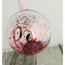 Load image into Gallery viewer, Pink Rose Gold Glitter Personalised Christmas Bauble
