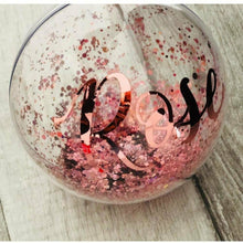 Load image into Gallery viewer, Pink Rose Gold Glitter Personalised Christmas Bauble
