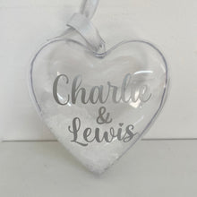 Load image into Gallery viewer, Personalised Christmas Heart Bauble for Couples
