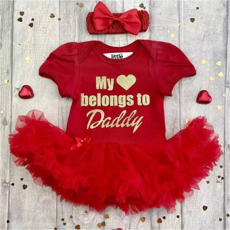 My Heart Belongs To Daddy Tutu Romper - Little Secrets Clothing